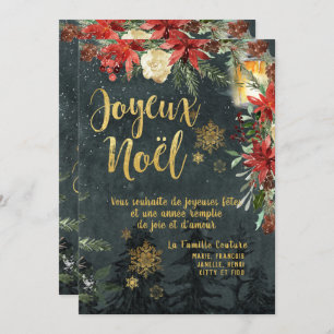 Cartão Noel Joyeux Francês para Caligrafia Dourada