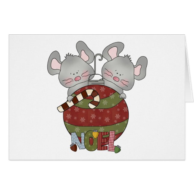Cartão Noel Mice Holiday T-shirts e presentes (Frente Horizontal)