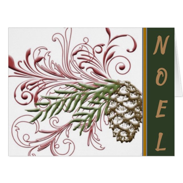 Cartão Noel Pinecone Holiday Design (Frente horizontal)