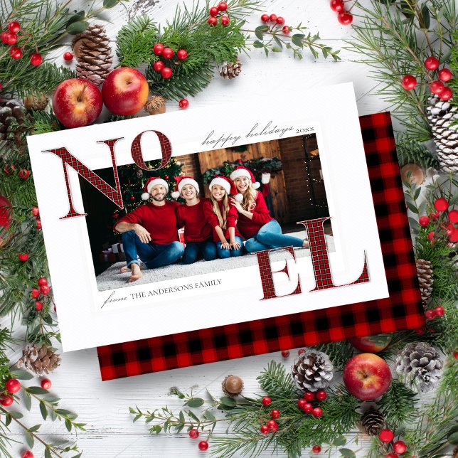 Cartão Noel Red Xadrez Padrão de Natal (Criador carregado)