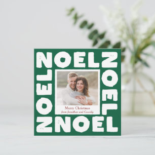 Cartão Noel Verde Tipografia Contemporânea Foto Feriado