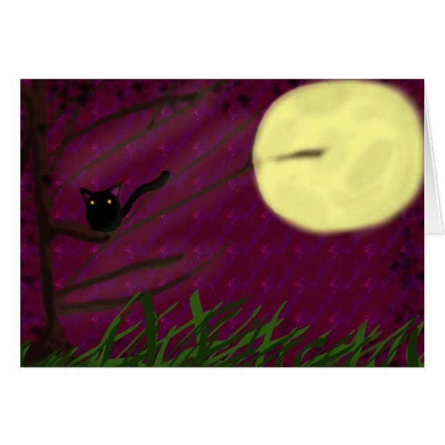 Cartão Noite de Cat Moon (Frente Horizontal)