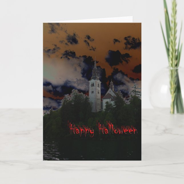Cartão Noite de Dia das Bruxas Spooky (Frente)