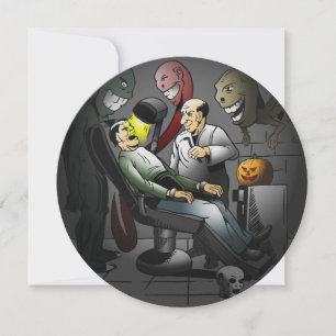 Cartão Noite de Dia das Bruxas Spooky no dentista