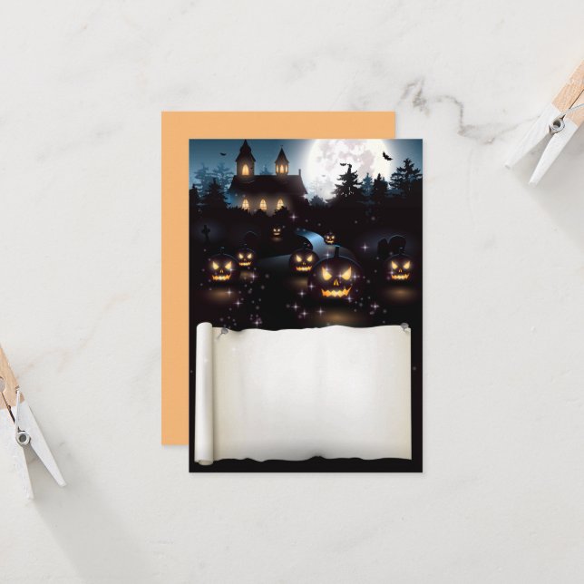 Cartão Noite de fantasia de Halloween (Frente/Verso In Situ)