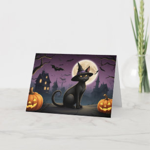 Cartão Noite de Gato Negro Halloween