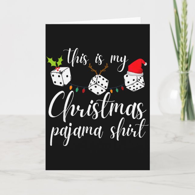 Cartão Noite de Jogo de Dados de Pijama de Natal Bunco  (Frente)