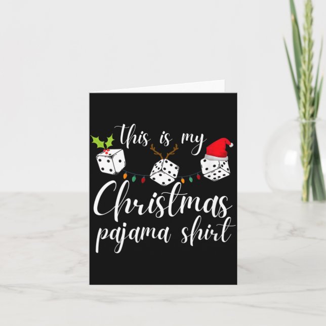 Cartão Noite de Jogo de Dados de Pijama de Natal de Bunco (Frente)