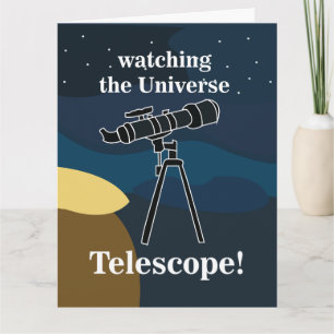 Cartão Noite do Céu Astronomia Telescópio Aniversário de