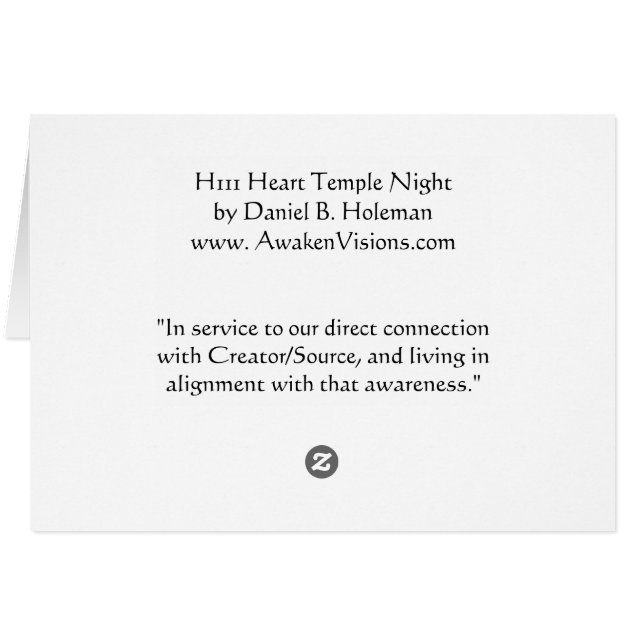 Cartão Noite do templo do coração (Verso Horizontal)