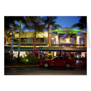 Cartão Noite em Ocean Drive, South Beach, Miami