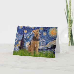 Cartão Noite Estrelada - Airedale Terrier (#1)
