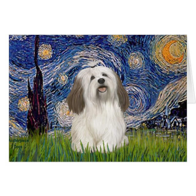 Cartão Noite Estrelada - Havanese (#1) (Frente Horizontal)