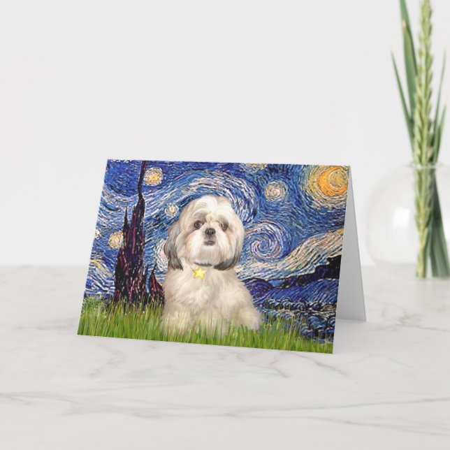 Cartão Noite Estrelada - Shih Tzu (Y) (Frente)