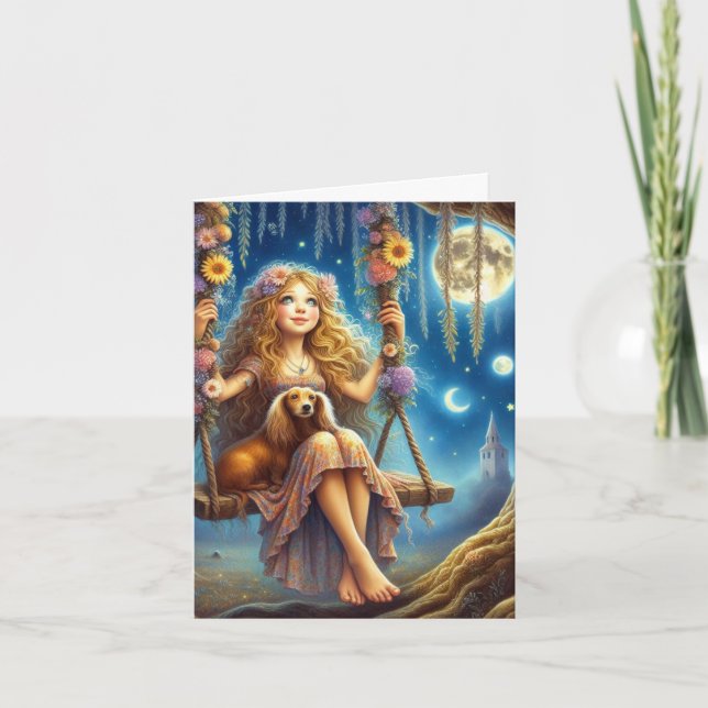 Cartão Noite Mágica com meu Dachshund para Download (Frente)