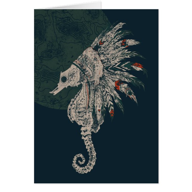 Cartão noite nativa do cavalo marinho (Frente)