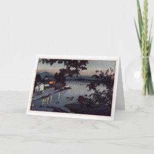 Cartão Noite no rio Chikugo, Hiroshi Yoshida