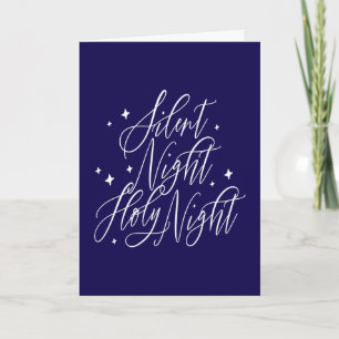 Cartão Noite Silenciosa Noite Santa Azul de Natal