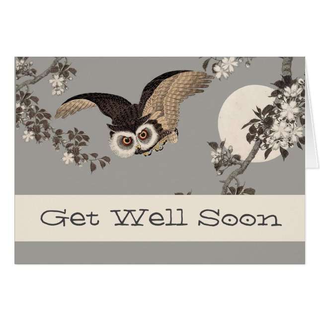 Cartão Noite Voadora de Coruja Noite de Lua (Frente Horizontal)