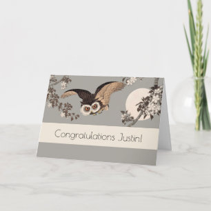 Cartão Noite Voadora de Coruja Noite de Lua