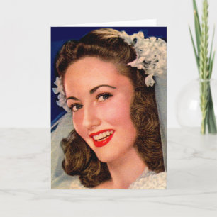 Cartão noiva bonita dos anos 1940