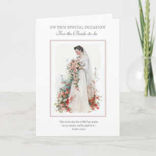 Cartão Noiva Católica Vintage Rosário e Cruz Floral