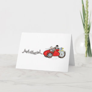 Cartão Noiva e Noivo de Moto e Carro Lateral Casamento Pe