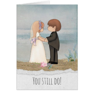 Cartão noiva e noivo no aniversário da praia