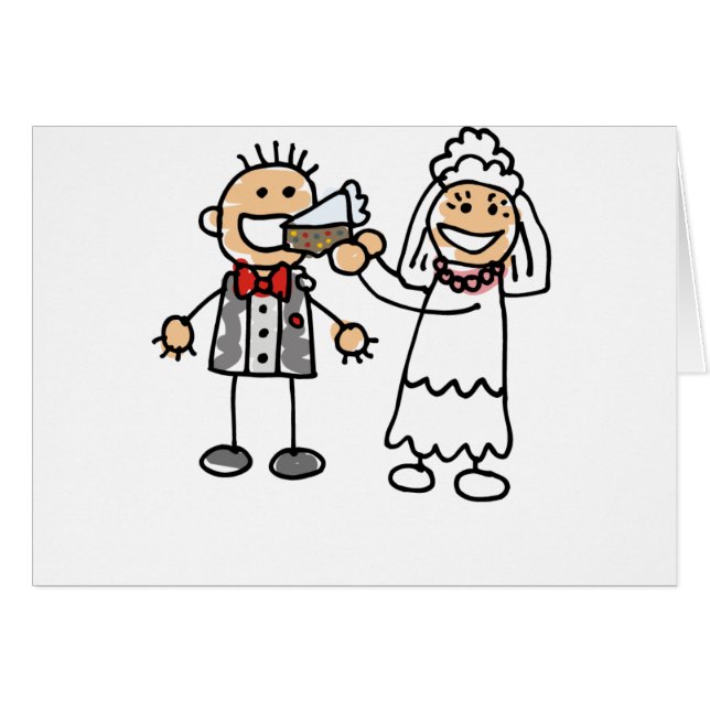 Cartão Noiva Feeds Groom (Frente Horizontal)