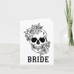 Cartão Noiva Groom Floral Skull Halloween Casamento Bache