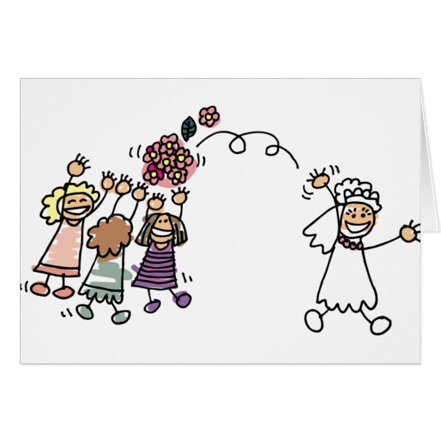 Cartão Noiva Joga Buquê Na Recepção De Casamento (Frente Horizontal)