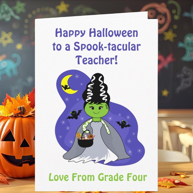 Cartão Noiva Professora do Frankenstein no Halloween  (Criador carregado)