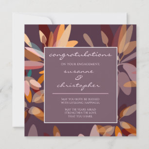 Cartão Noivado/Chic Plum e Beige Botânico