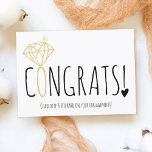 Cartão Noivado de homossexuais modernos<br><div class="desc">Diamante de ouro divertido moderno congratulo-me com o noivado.</div>