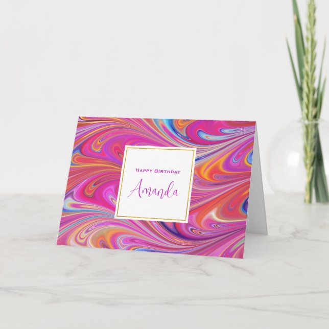 Cartão Noivado do Design Abstrato de Rochas Laranja Rosa (Frente)