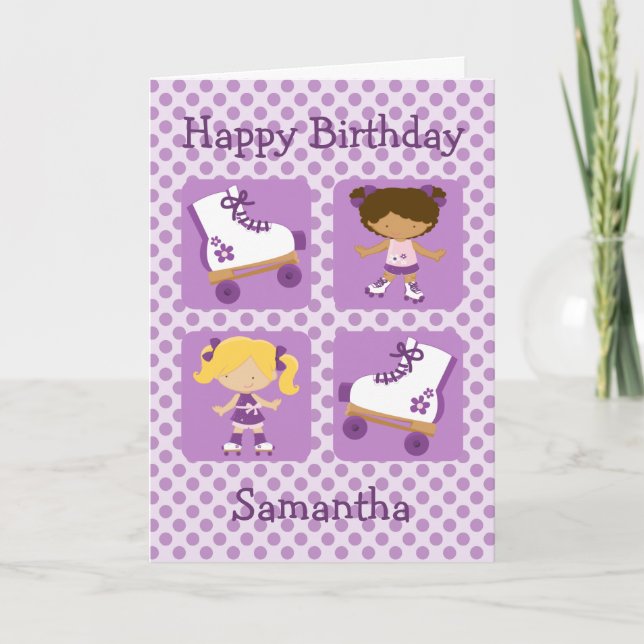 Cartão Noivado Roxo Quatro Quadrados de Rollersking (Frente)