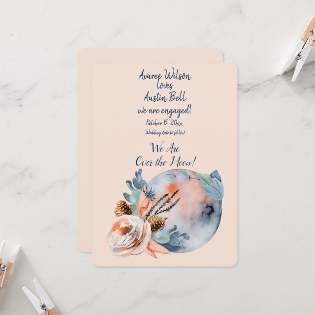 Cartão Noivado sobre a lua (Frente/Verso In Situ)