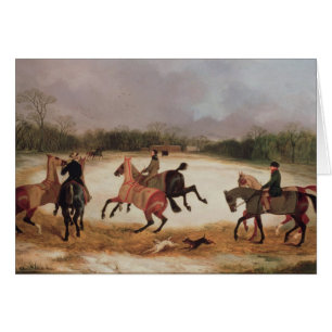 Cartão Noivos que exercitam cavalos de corrida