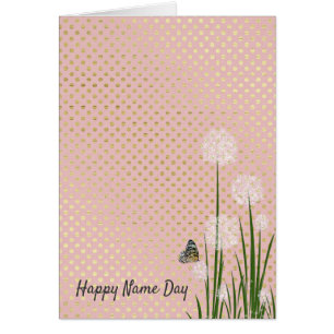 Cartão Nome Borboleta-dia em flor-de-sopro