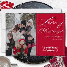 Cartão Nome da Família de 1 Foto Personalizada Ano Letra 