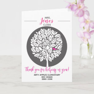 Cartão nome de classe professor arco-íris obrigado pássar