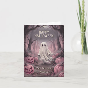 Cartão Nome de Família Personalizado Fantasma Assustador