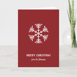 Cartão Nome de Família Personalizado Feliz Natal Floco de