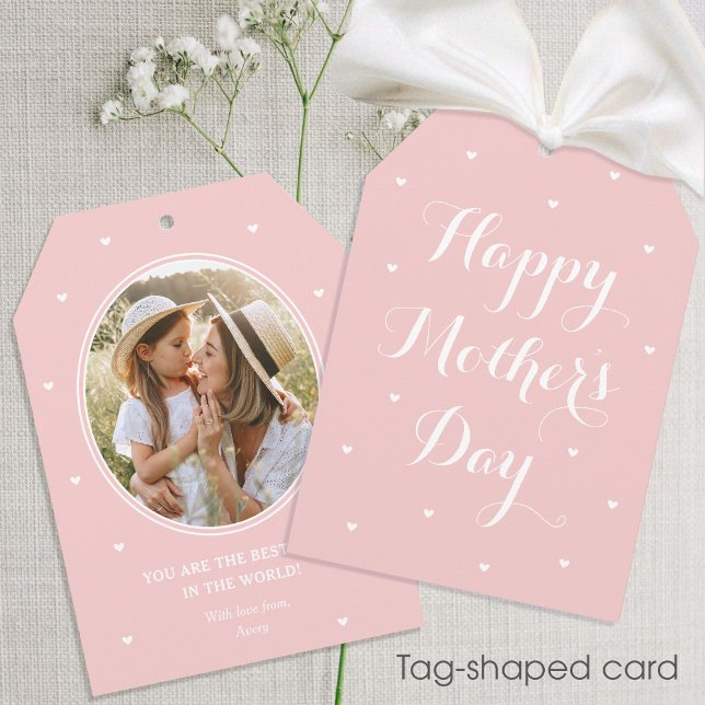 Cartão Nome de Foto Personalizado do dia de as mães Rosa (Criador carregado)