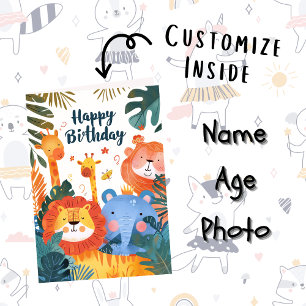 Cartão Nome de Foto Personalizado Idade   Ilustração de A