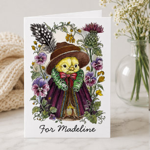 Cartão Nome de Pássaro e Flor Silvestre Caprichoso Design