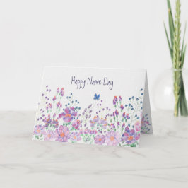 Cartão Nome Dia Floral Border