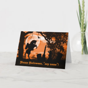 Cartão Nome do Compartilhamento Horseman do Halloween Per