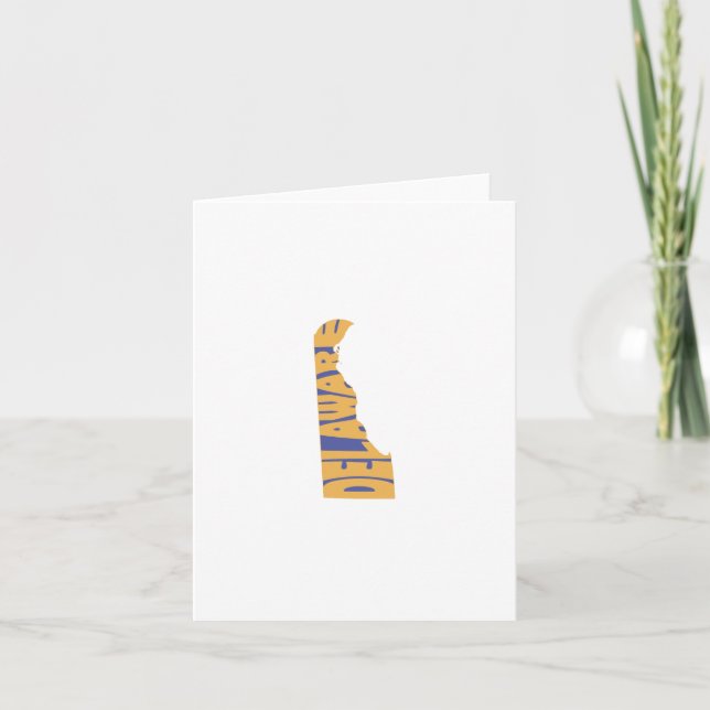 Cartão Nome do Estado Delaware Palavra Arte Amarelo (Frente)