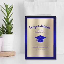 Cartão Nome do parabéns Classe 2025 Azul Dourado